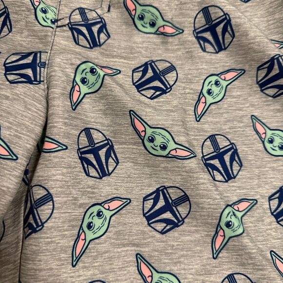 Star Wars Mandalorian Swim Trunks Grogu Baby Yoda Size Boy's Large Gray - Picture 2 of 8